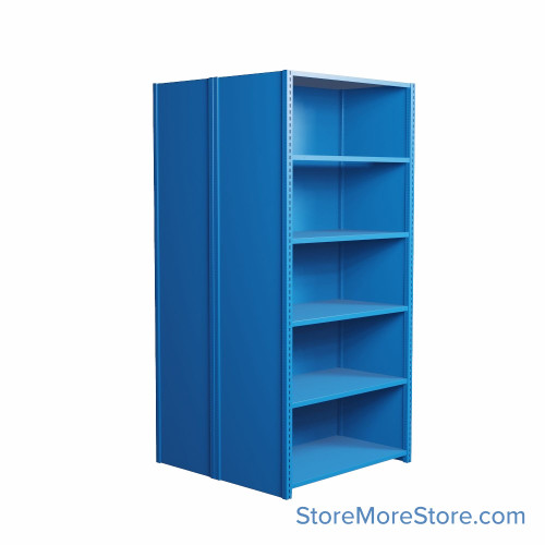 Industrial Shelving, 42" W x 24" D x 75" H, Closed Back-to-Back Shelving, 12 Shelves
